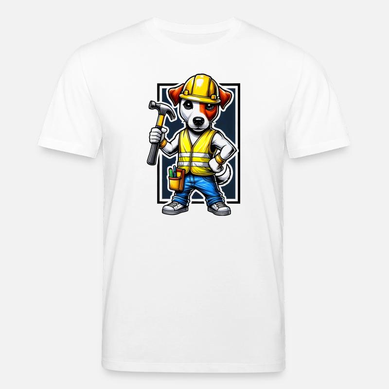 Jack Russell Terrier Bauarbeiter - Stanley/Stella Unisex Bio-T-Shirt CREATOR  - Weiß