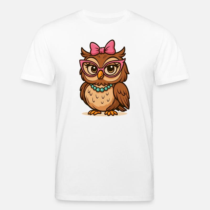Pfiffige Eule mit pinken Brillen - Stanley/Stella Unisex Bio-T-Shirt CREATOR - Weiß