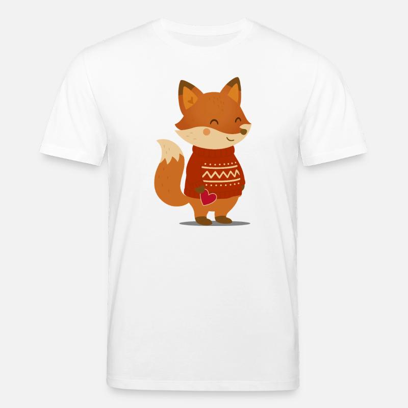 Süßer Fuchs im Pullover mit Herz - Stanley/Stella Unisex Bio-T-Shirt CREATOR  - Weiß