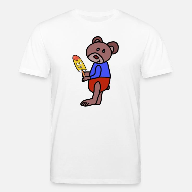 Bär Teddy  Eiskrem  Eis Kind - Stanley/Stella CREATOR Unisex Organic T-Shirt - white