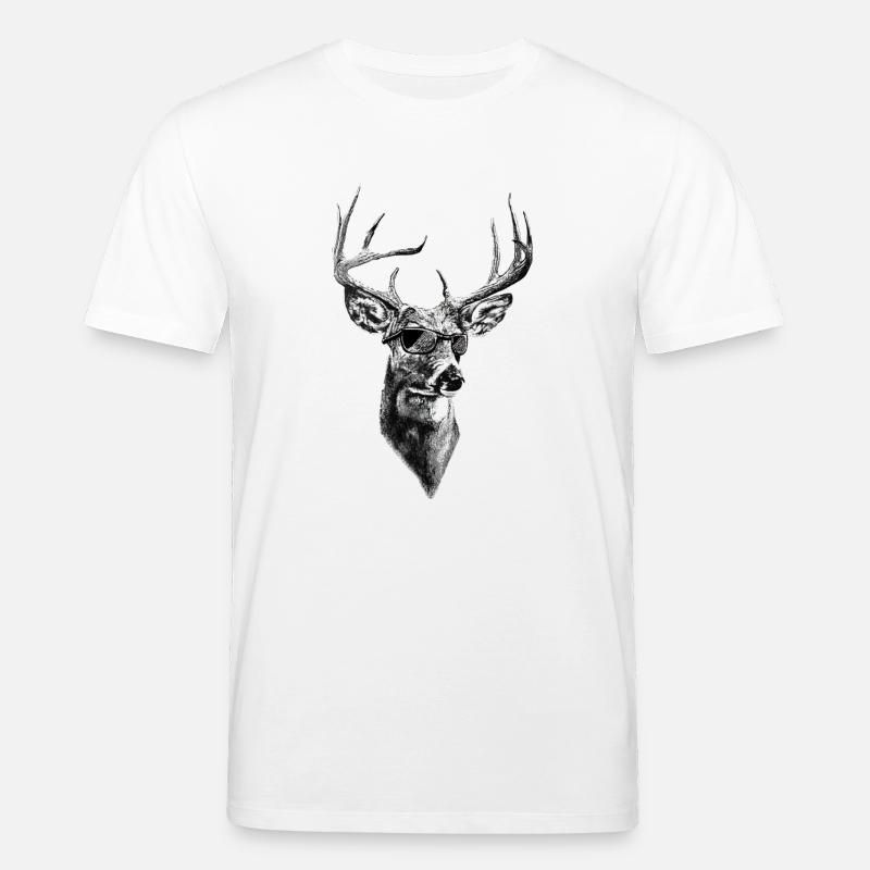 Hirsch mit Sonnenbrille - Stanley/Stella Unisex Bio-T-Shirt CREATOR  - Weiß