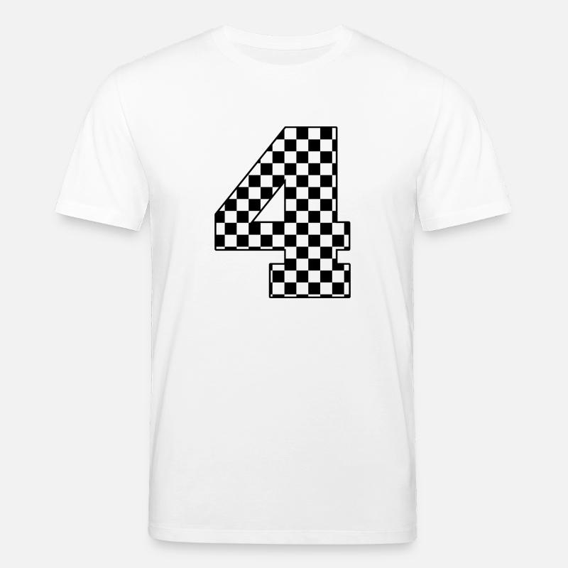 Nummer 4 kariert - Stanley/Stella Unisex Bio-T-Shirt CREATOR  - Weiß