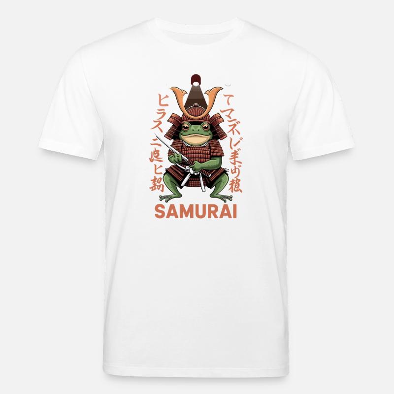 Samurai Frog Warrior Illustration with - Stanley/Stella CREATOR Unisex Organic T-Shirt - white