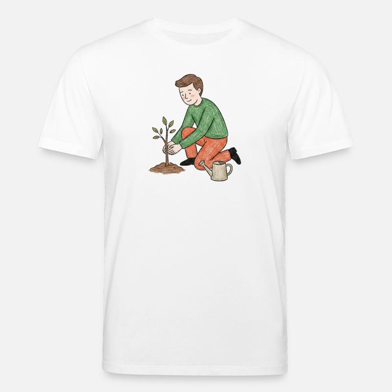 Junger Gärtner pflanzt einen Trieb - Stanley/Stella Unisex Bio-T-Shirt CREATOR  - Weiß