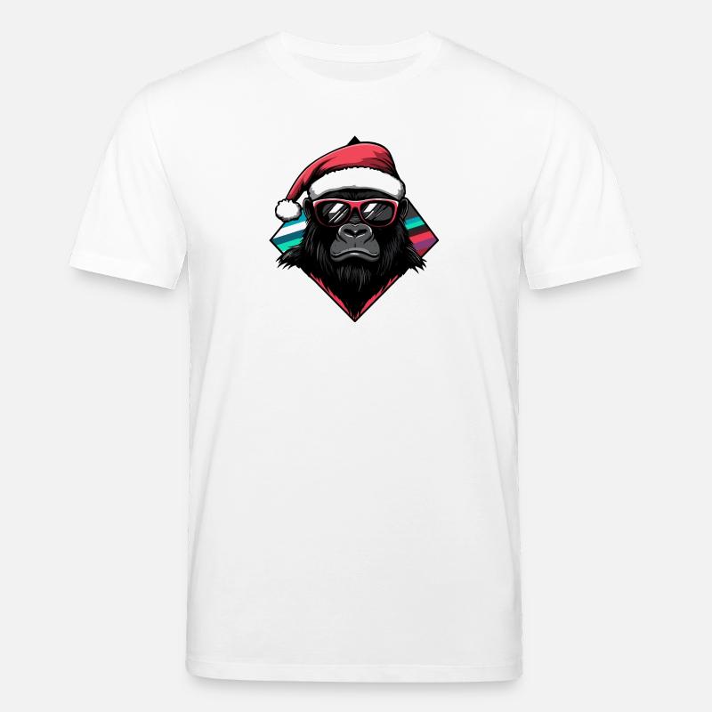 Gorille Noël Cool - T-shirt bio CREATOR Stanley/Stella Unisexe - blanc