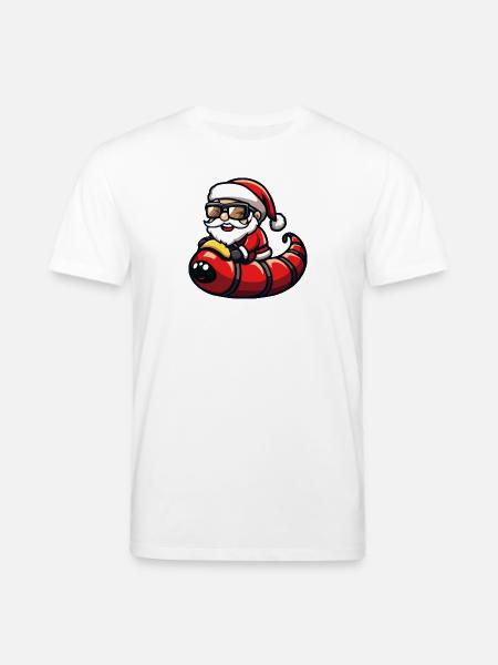 Worm Santa Claus Cartoon - Stanley/Stella CREATOR Unisex Organic T-Shirt - white