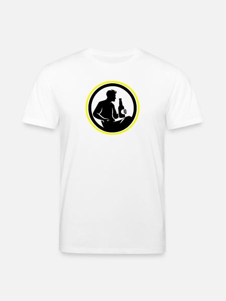 Bottle of Beer Drinking Silhouette - Stanley/Stella CREATOR Unisex Organic T-Shirt - white