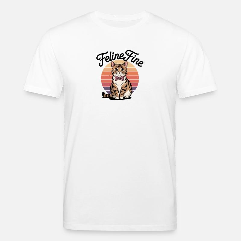 Feline Fine – Retro Sunset Cat - Stanley/Stella Unisex Bio-T-Shirt CREATOR - Weiß