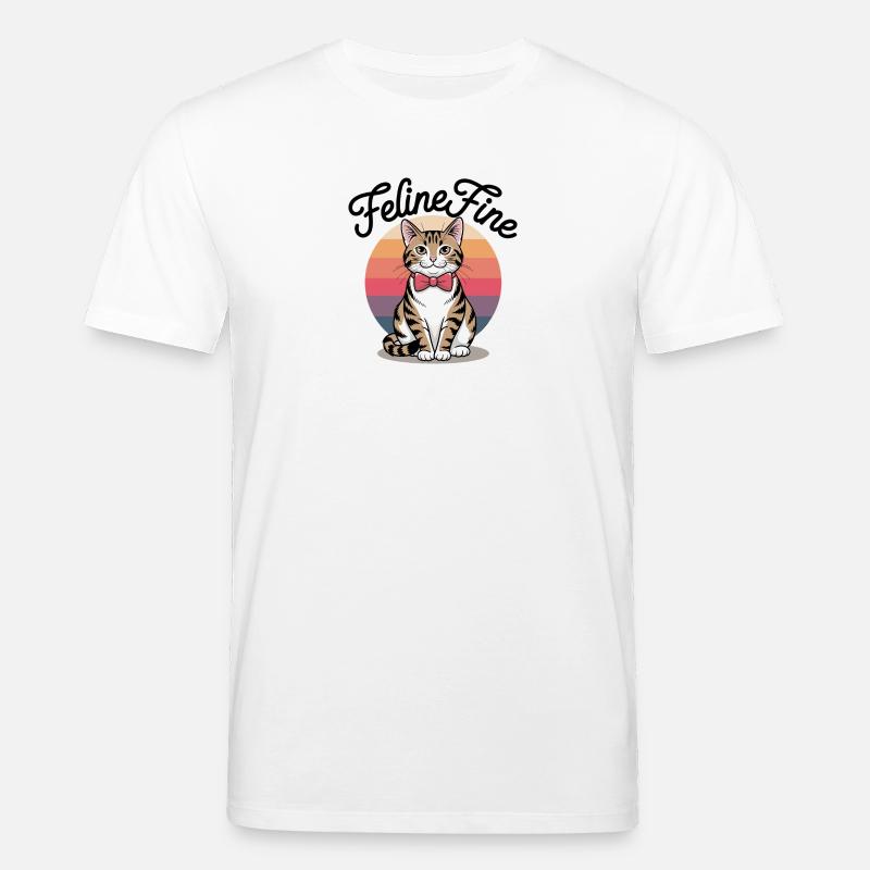 Feline Fine – Chat Sunset Rétro - T-shirt bio CREATOR Stanley/Stella Unisexe - blanc