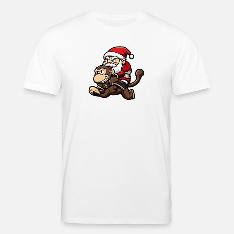 Affe Weihnachtsmann Cartoon - Stanley/Stella Unisex Bio-T-Shirt CREATOR  - Weiß