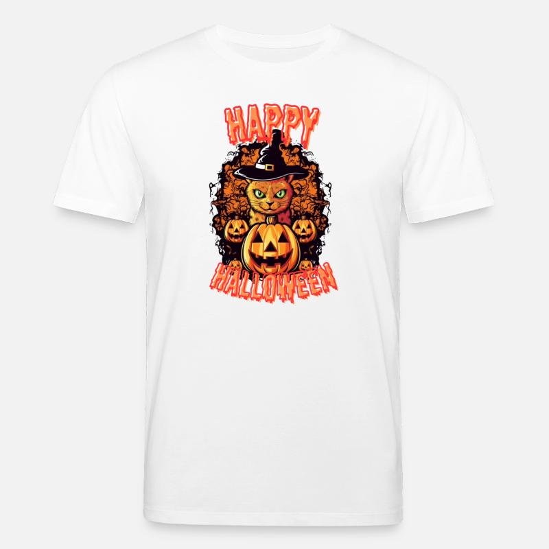 Spooky Cat Halloween Charm - T-shirt bio CREATOR Stanley/Stella Unisexe - blanc