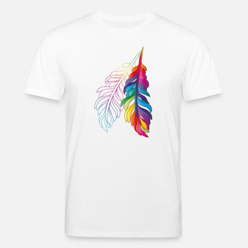 Regenbogenfedern – farbenfrohes Boho-Design - Stanley/Stella Unisex Bio-T-Shirt CREATOR  - Weiß