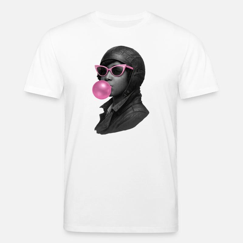Bessie Coleman con occhiali da sole rosa e gomma da masticare - Maglietta ecologica unisex CREATOR di Stanley/Stella - bianco