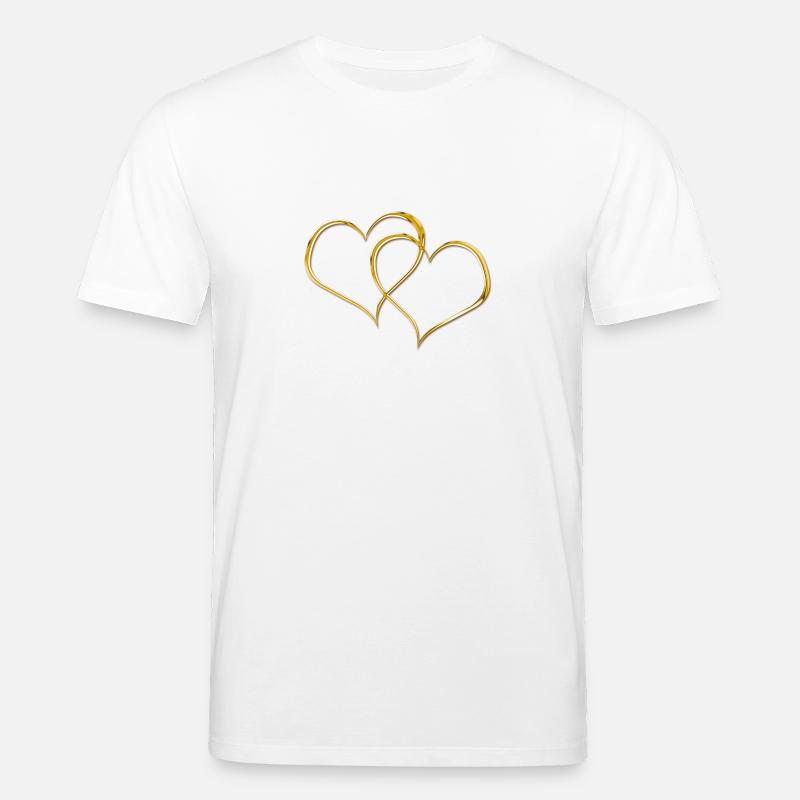 Double Heart GOLD 3D - T-shirt bio CREATOR Stanley/Stella Unisexe - blanc