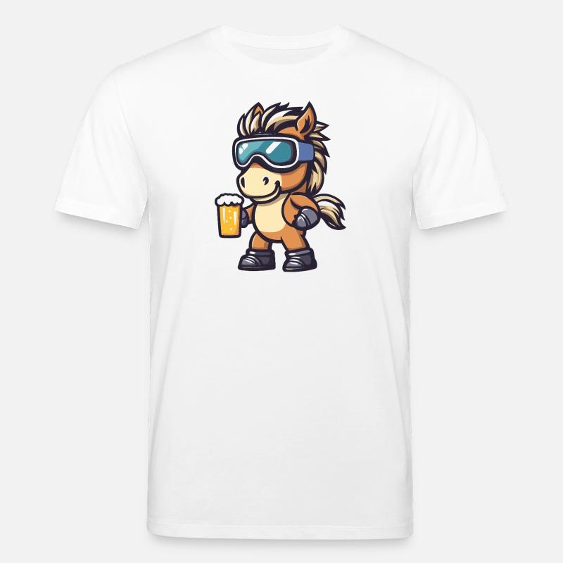 Pferd Apres Ski Bier Comic - Stanley/Stella Unisex Bio-T-Shirt CREATOR  - Weiß