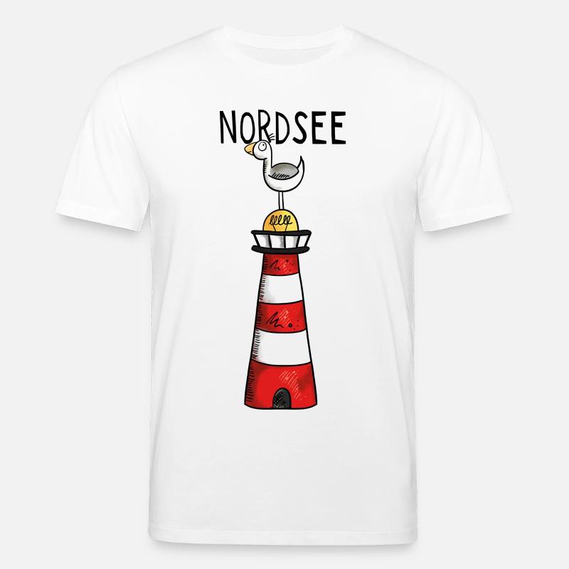 Nordsee Leuchtturm - Möwe - Comic - Geschenk - Stanley/Stella Unisex Bio-T-Shirt CREATOR  - Weiß