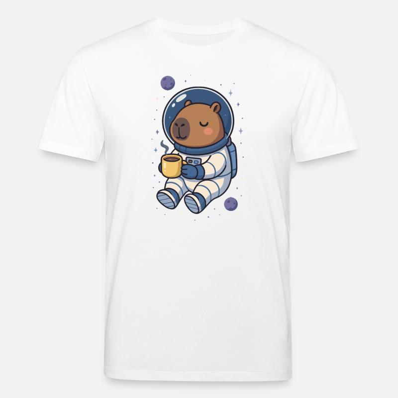 Capybara Astronaut – Kaffee im All ☕🪐 - Stanley/Stella Unisex Bio-T-Shirt CREATOR - Weiß
