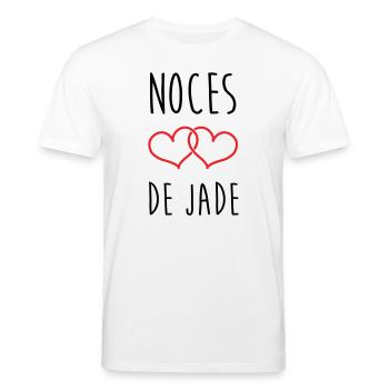 noces de jade 26 ans d'amour - T-shirt bio CREATOR Stanley/Stella Unisexe - blanc - Devant - Alina (178cm) & Michal (187cm)