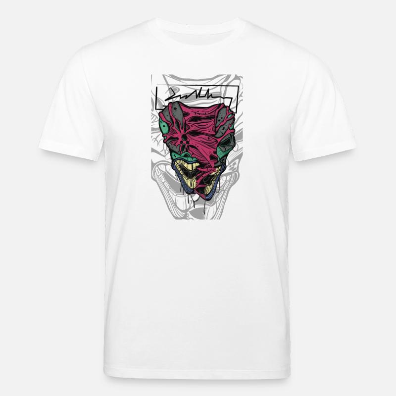 Buntes verzerrtes Maskengesicht - Stanley/Stella Unisex Bio-T-Shirt CREATOR  - Weiß