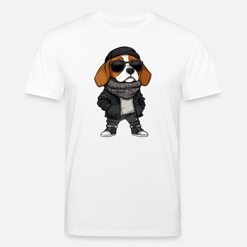 Beagle Hund Cool Winter - Stanley/Stella Unisex Bio-T-Shirt CREATOR  - Weiß