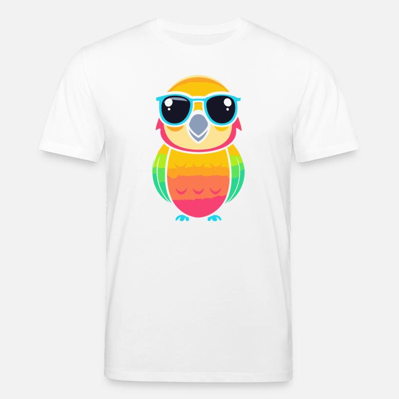 Retro-Papagei mit blauer Brille - Stanley/Stella Unisex Bio-T-Shirt CREATOR  - Weiß