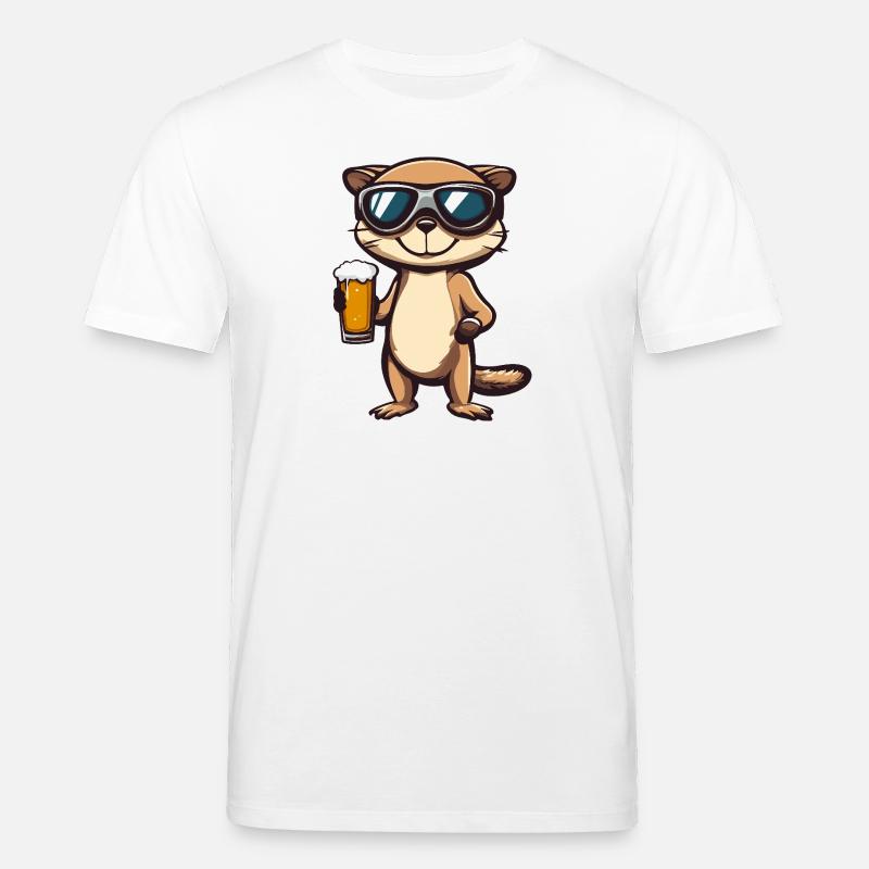 Erdmännchen Apres Ski Bier Comic - Stanley/Stella Unisex Bio-T-Shirt CREATOR  - Weiß