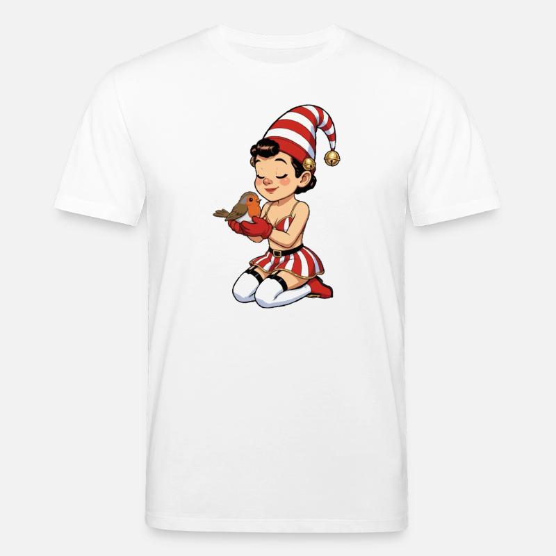 Gnom-Mädchen mit Rotkehlchen - Stanley/Stella Unisex Bio-T-Shirt CREATOR  - Weiß