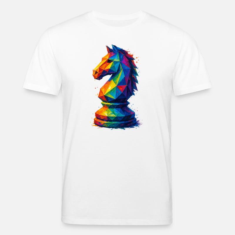 Cavalier Géométrique : L'Agilité du Saut - T-shirt bio CREATOR Stanley/Stella Unisexe - blanc
