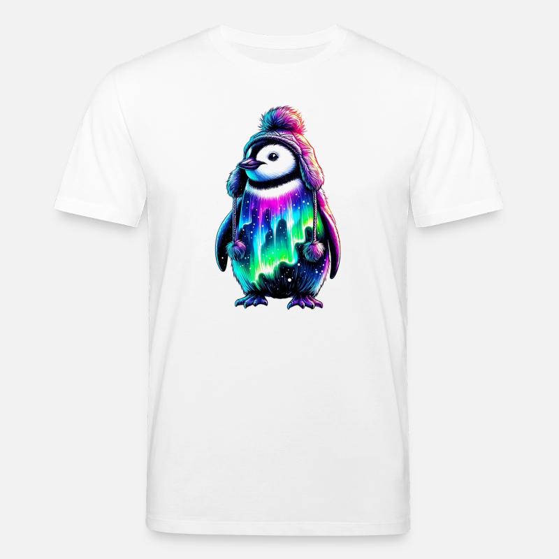 Aurora Borealis Pinguin - Stanley/Stella Unisex Bio-T-Shirt CREATOR  - Weiß