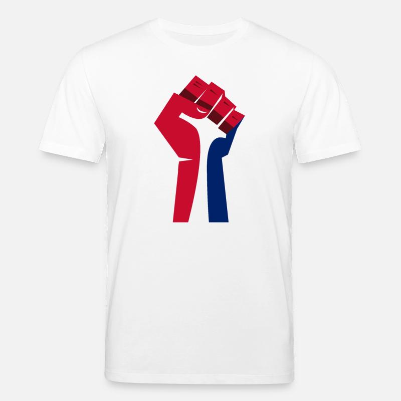 Le poing levé (rouge, blanc, bleu) - T-shirt bio CREATOR Stanley/Stella Unisexe - blanc