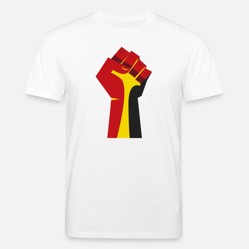 Die erhobene Faust (rot, gelb, schwarz) - Stanley/Stella Unisex Bio-T-Shirt CREATOR - Weiß