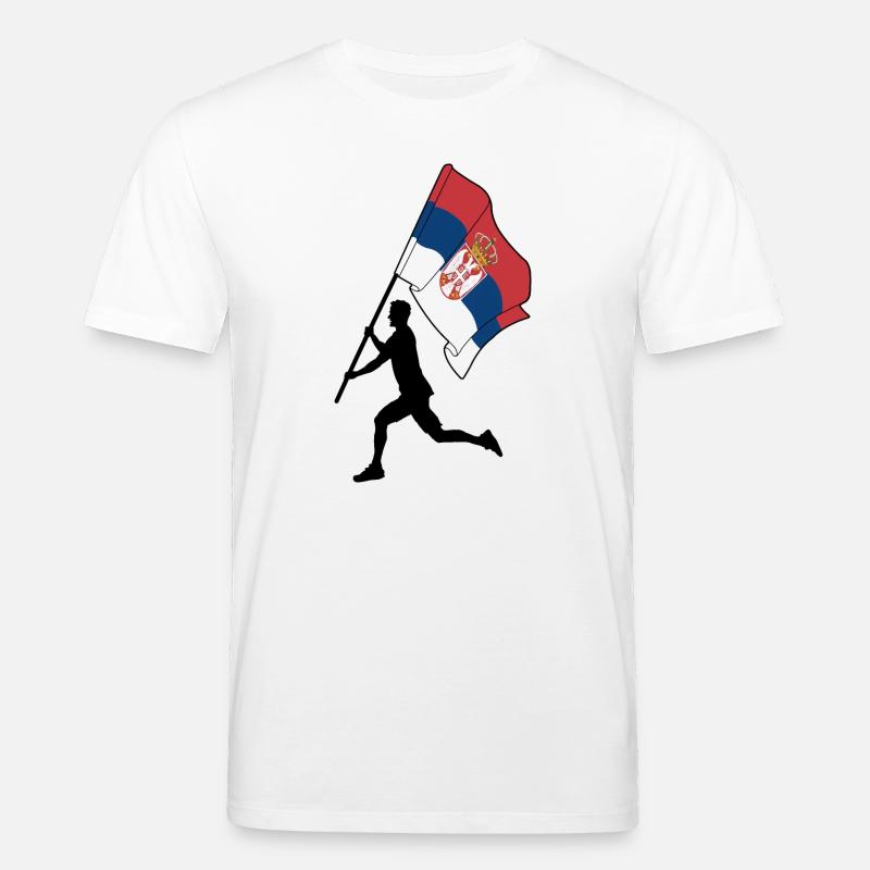 Flagge Serbien Mann läuft - Stanley/Stella Unisex Bio-T-Shirt CREATOR  - Weiß