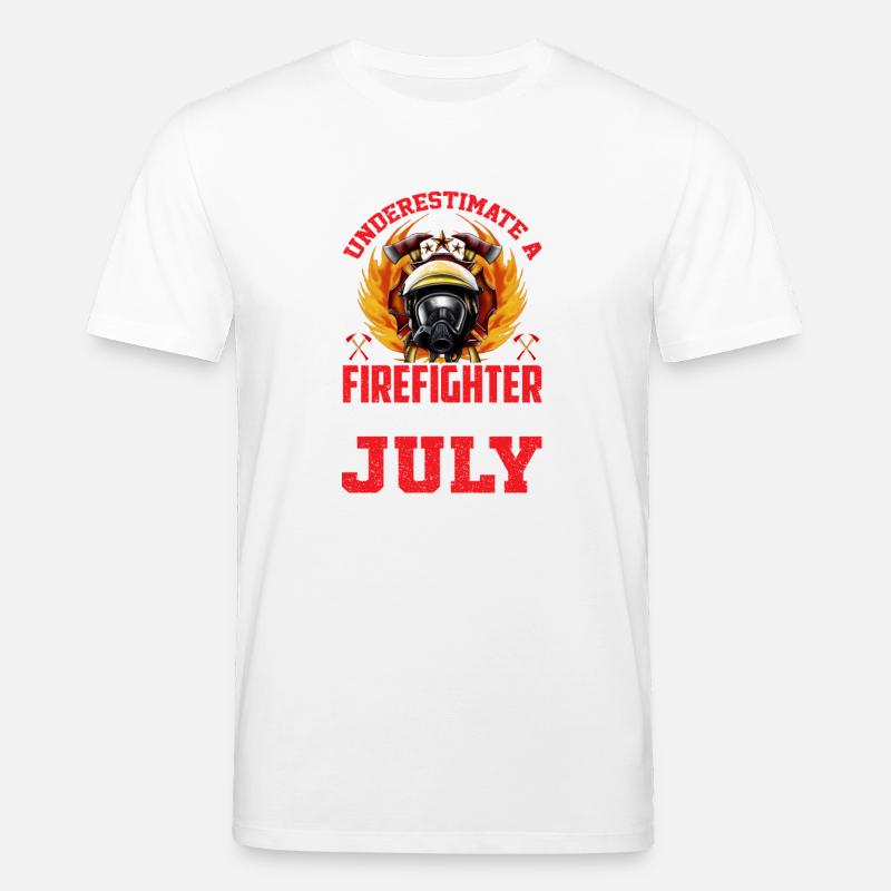 Anniversaire Pompier Juillet - T-shirt bio CREATOR Stanley/Stella Unisexe - blanc