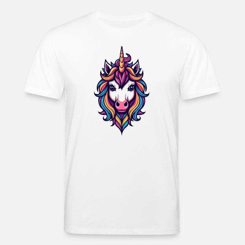 Regenbogen Einhorn Kopf - Stanley/Stella Unisex Bio-T-Shirt CREATOR  - Weiß