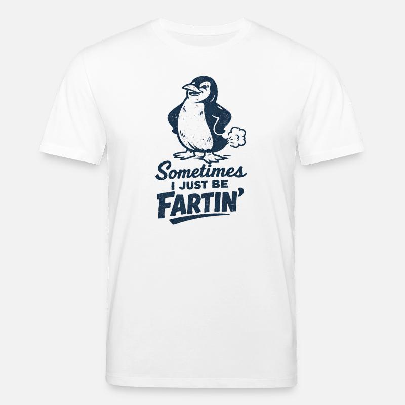 Nogle gange prutter jeg bare – pruttende pingvin - Stanley/Stella CREATOR økologisk unisex-T-shirt - hvid