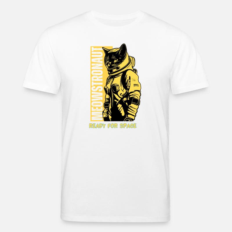 Chat astronaute prêt pour l'espace - T-shirt bio CREATOR Stanley/Stella Unisexe - blanc