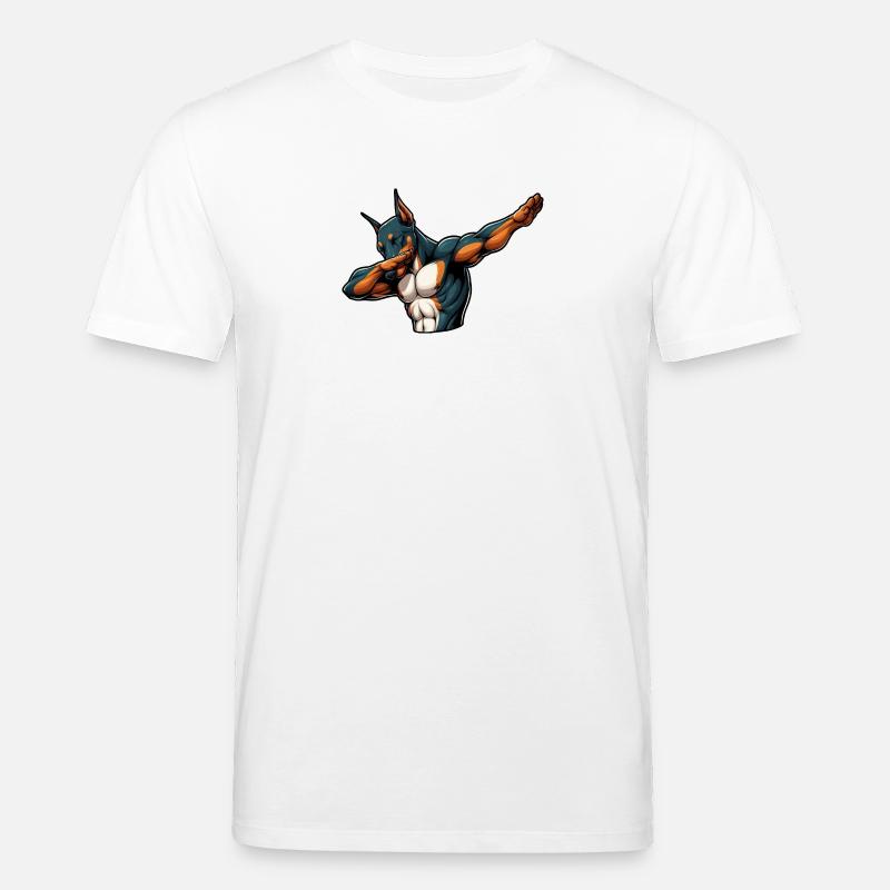 Cooler Dobermann Dabbing Comic - Stanley/Stella Unisex Bio-T-Shirt CREATOR  - Weiß
