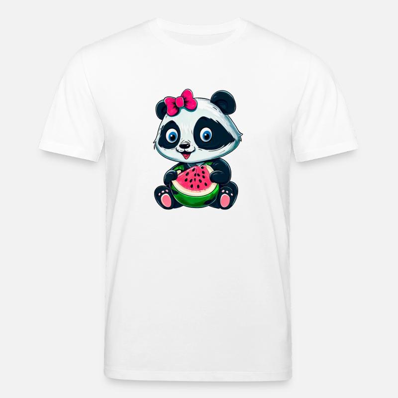 Süßes Panda-Mädchen mit Wassermelone - Stanley/Stella Unisex Bio-T-Shirt CREATOR  - Weiß