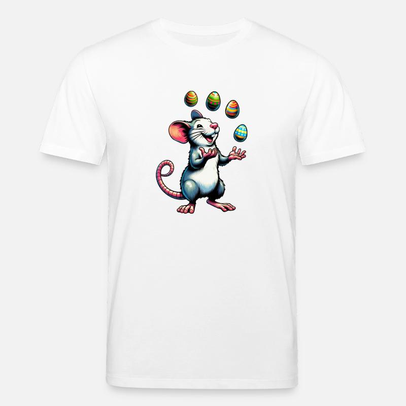 Easter Mouse & Rat with Easter Eggs - Stanley/Stella CREATOR Unisex Organic T-Shirt - white
