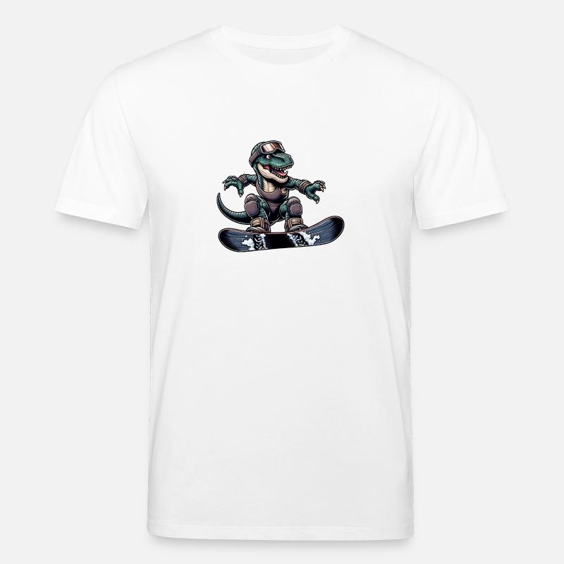T-Rex Dino Snowboarder - Stanley/Stella Unisex Bio-T-Shirt CREATOR  - Weiß