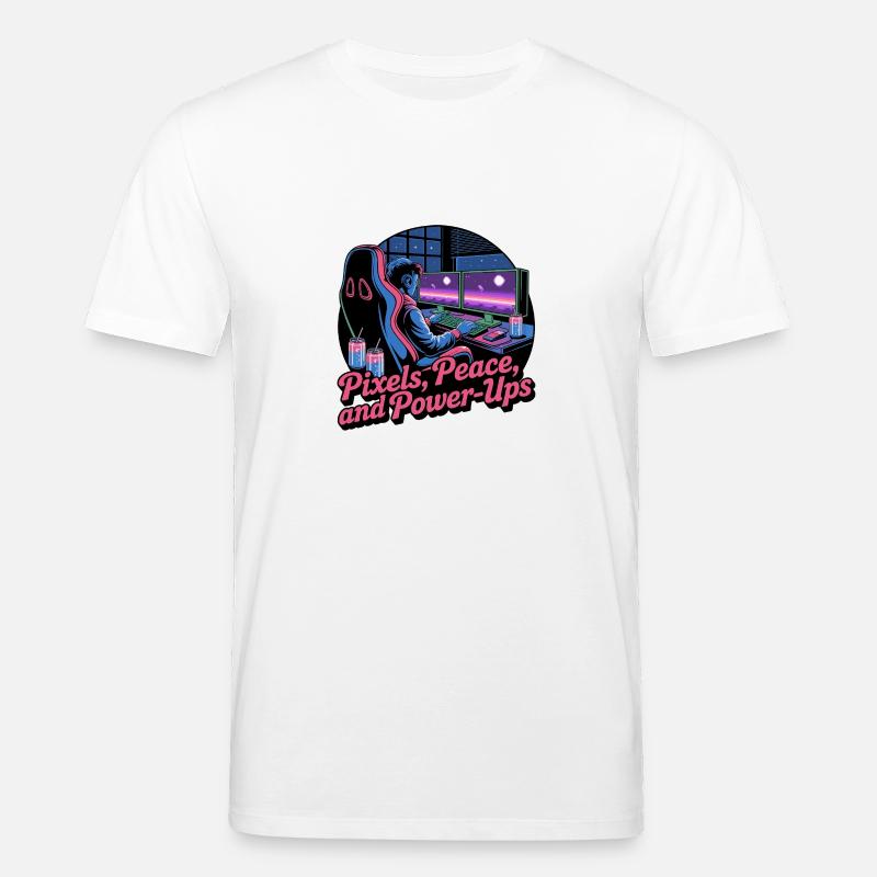 Pixels, Peace & Power-Ups – Gaming-Setup - Stanley/Stella Unisex Bio-T-Shirt CREATOR  - Weiß