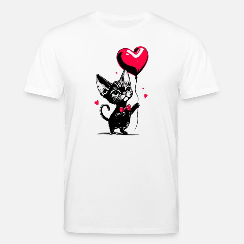Katze Sphynx Herz Luftballon - Heartful Creatures - Stanley/Stella Unisex Bio-T-Shirt CREATOR  - Weiß