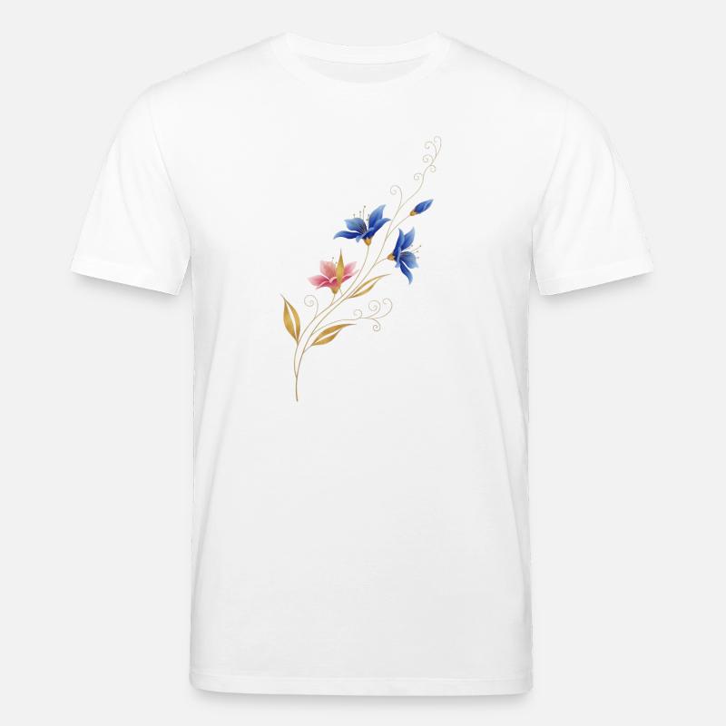 Liane fleur dorée Bleu Rose - T-shirt bio CREATOR Stanley/Stella Unisexe - blanc