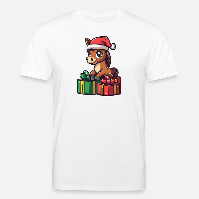 Pferd Weihnachten Comic Geschenke - Stanley/Stella Unisex Bio-T-Shirt CREATOR  - Weiß