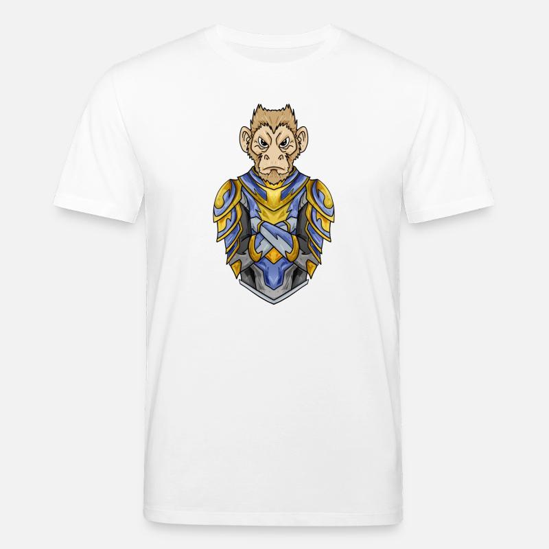 Chevalier Singe avec Armure Croisé - T-shirt bio CREATOR Stanley/Stella Unisexe - blanc