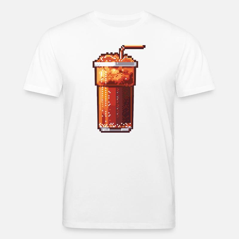 Pixel Cola Glas mit Eis - Stanley/Stella Unisex Bio-T-Shirt CREATOR  - Weiß