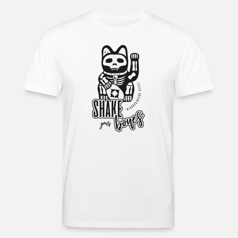 Skelett Winkekatze - Shake your Bones - Stanley/Stella Unisex Bio-T-Shirt CREATOR - Weiß