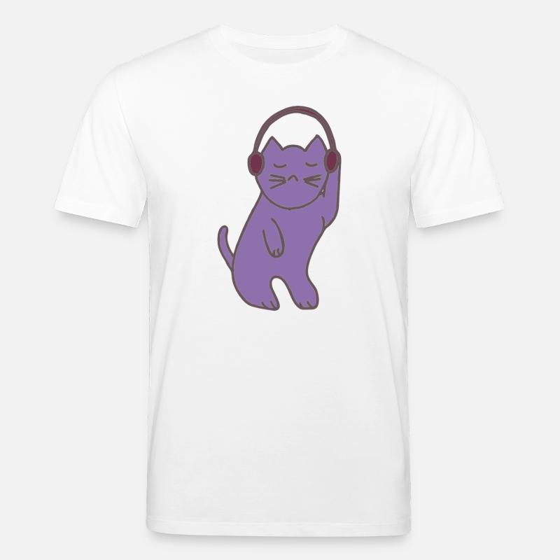 Lila Katzen mit Kopfhörer - Stanley/Stella Unisex Bio-T-Shirt CREATOR - Weiß