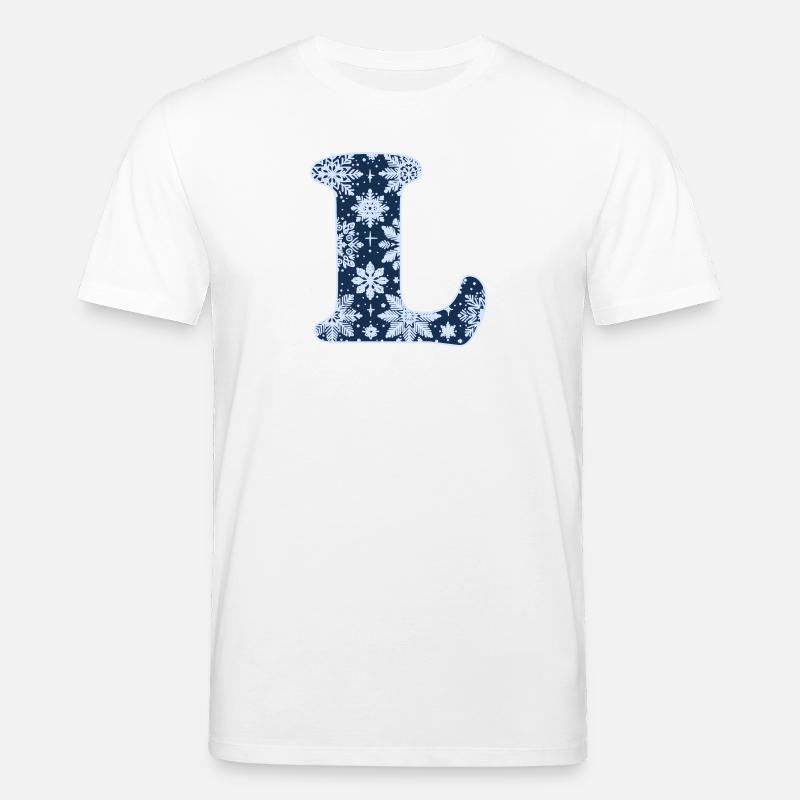 Buchstabe L Schneeflocken - Stanley/Stella Unisex Bio-T-Shirt CREATOR  - Weiß