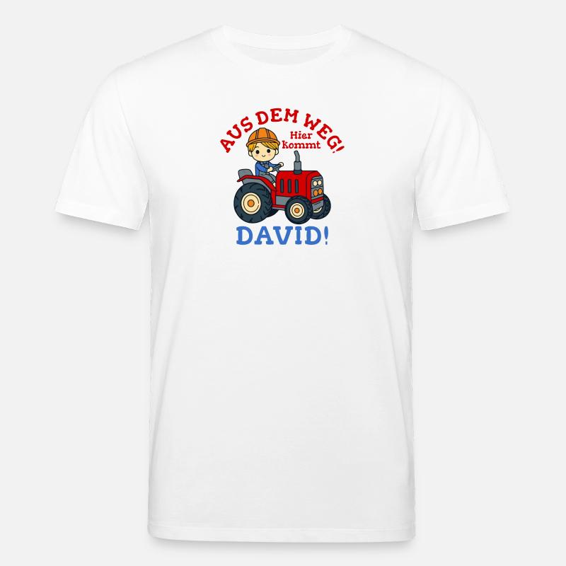 David Name Tractor - Stanley/Stella CREATOR Unisex Organic T-Shirt - white